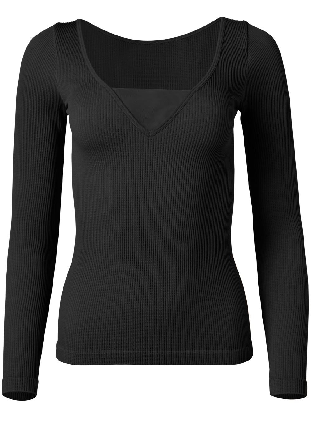 Venus Black RIBBED MESH SEAMLESS TOP