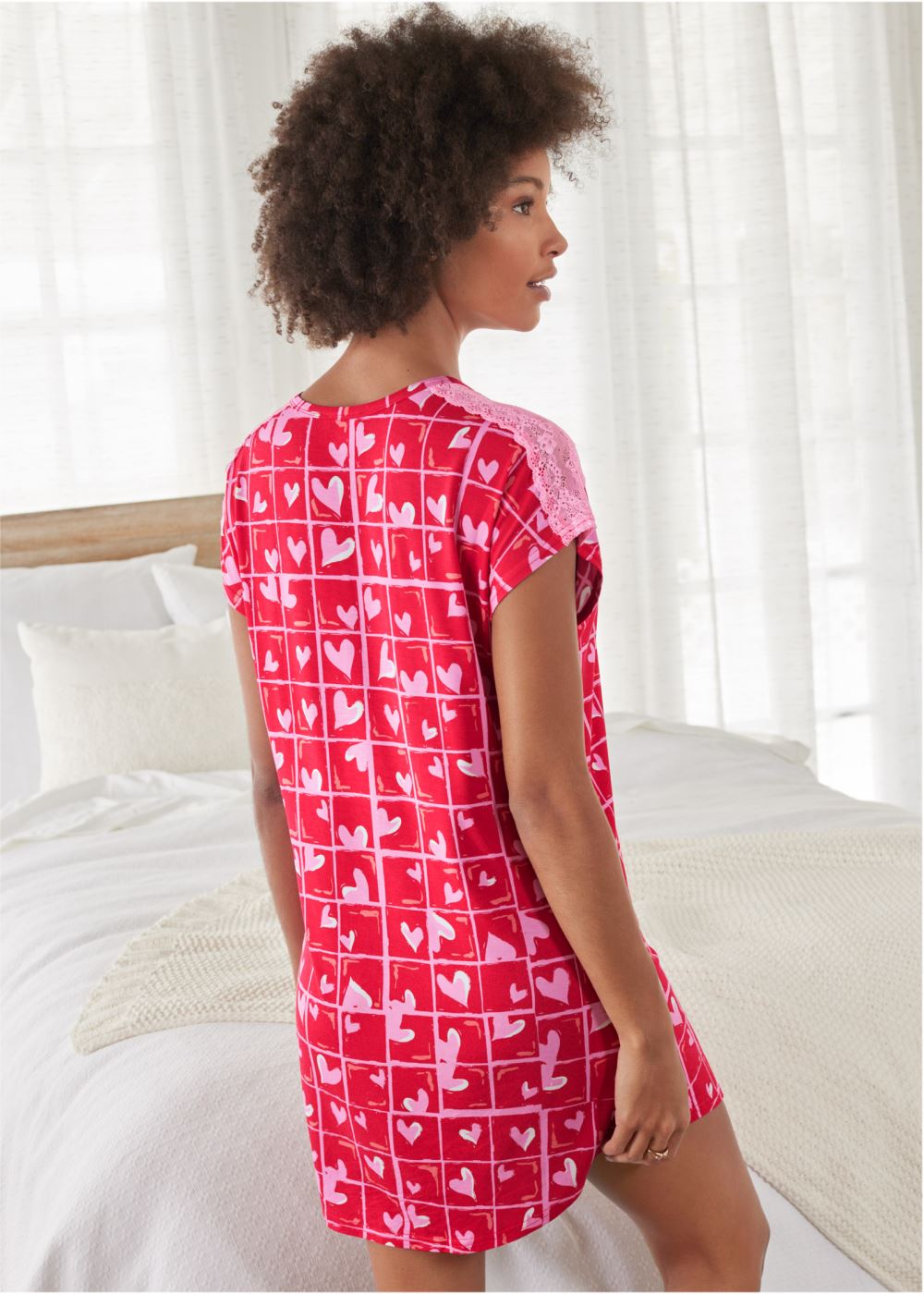 Venus Candy Hearts LACE DETAIL NIGHTGOWN