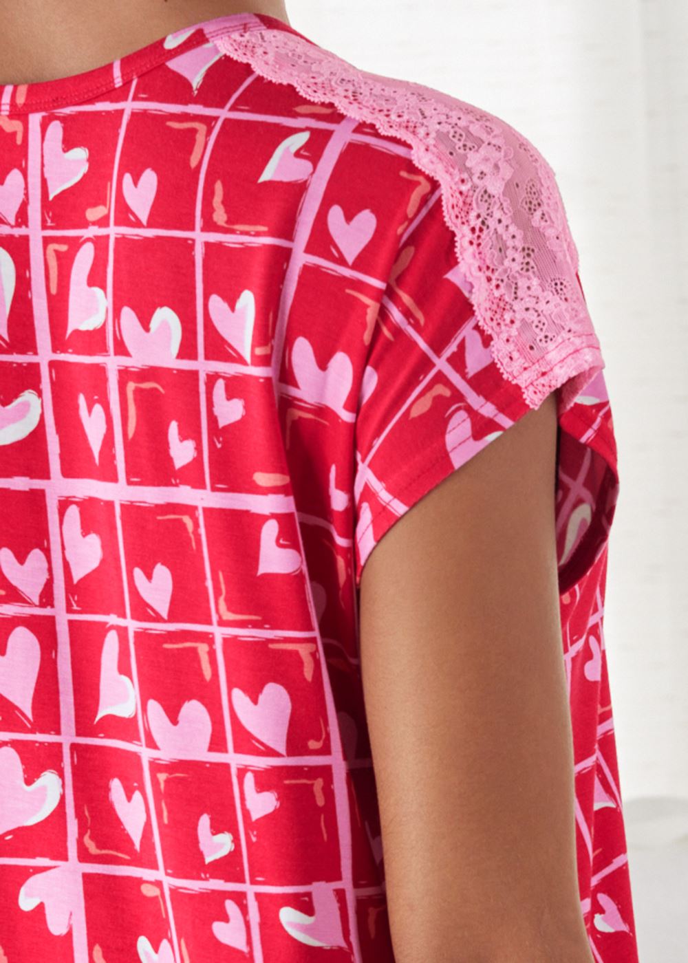 Venus Candy Hearts LACE DETAIL NIGHTGOWN