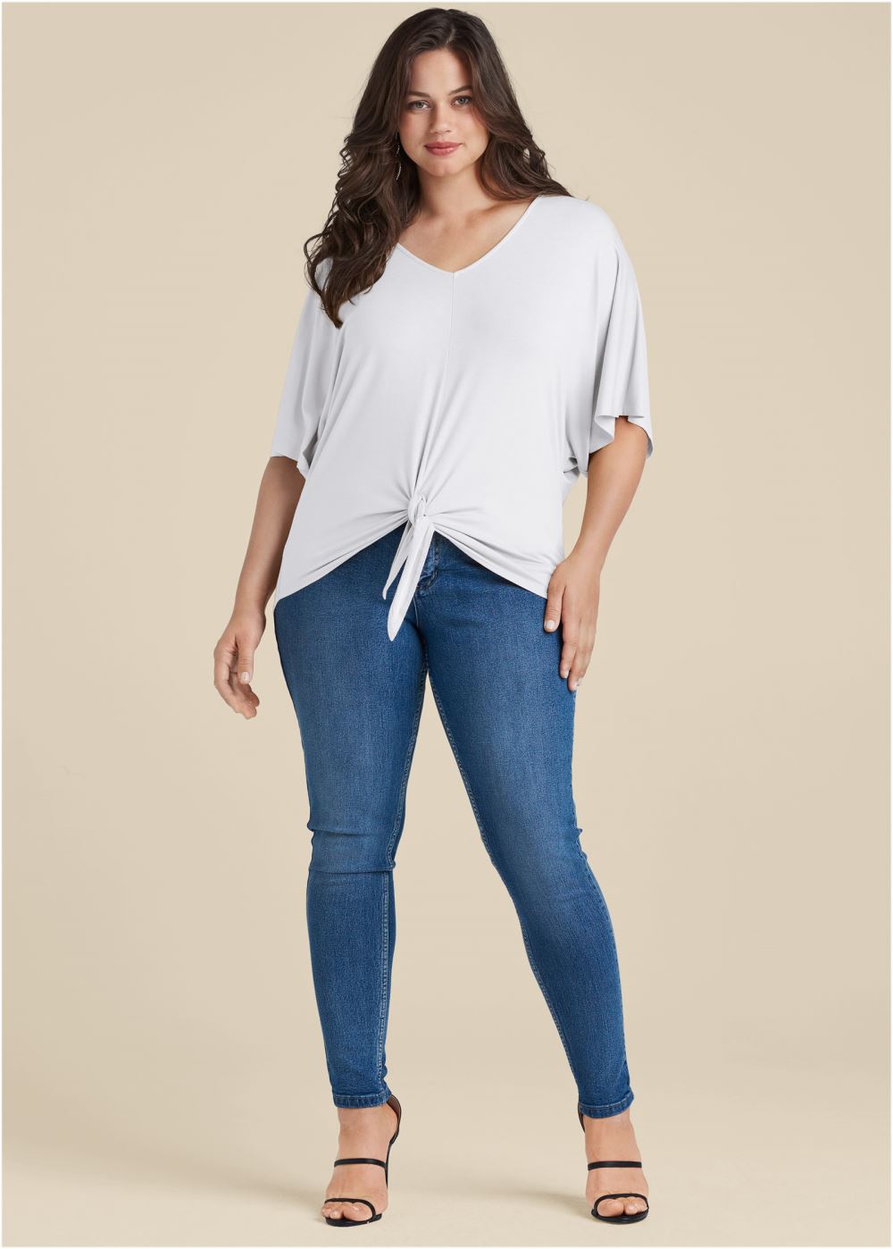 Venus Plus Size Knot Twist V-Neck Tee