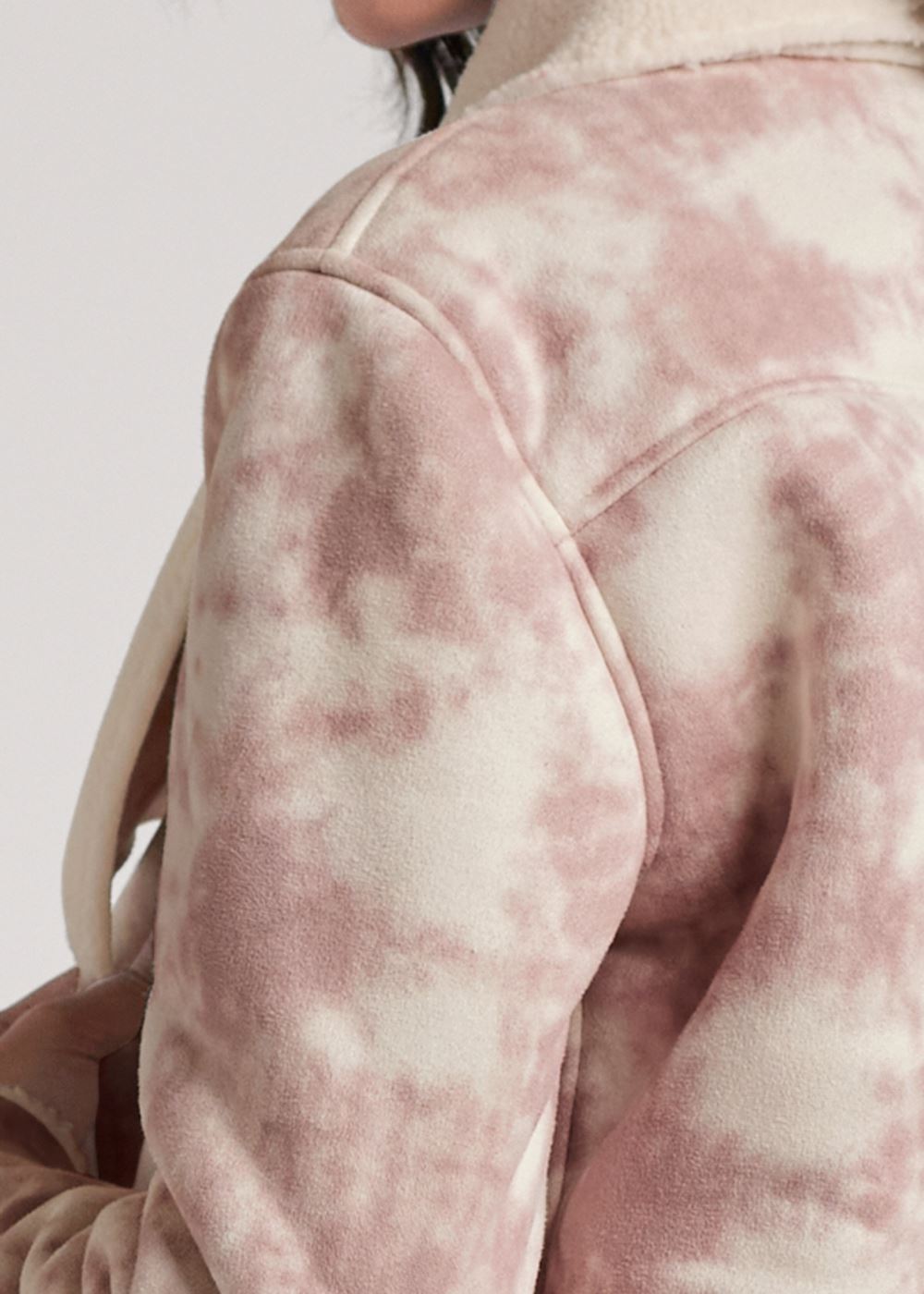 Venus Faux-Suede Tie-Dye Coat in White & Pink