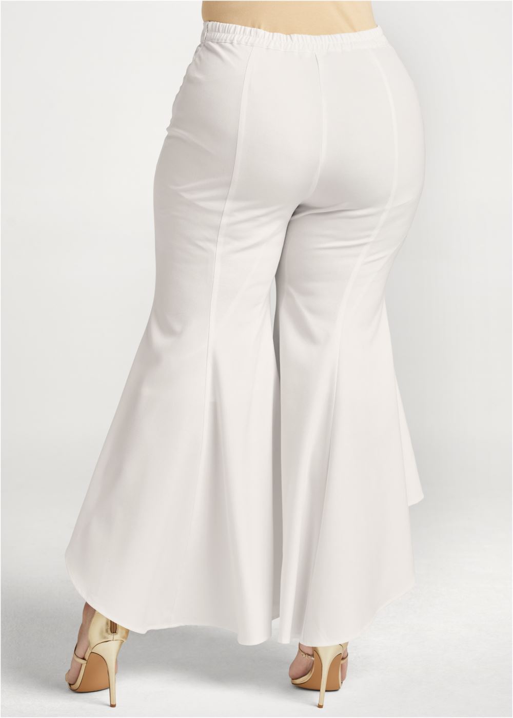 Venus Plus Size Ruffle Hem Pants With Removable Trim in Off White