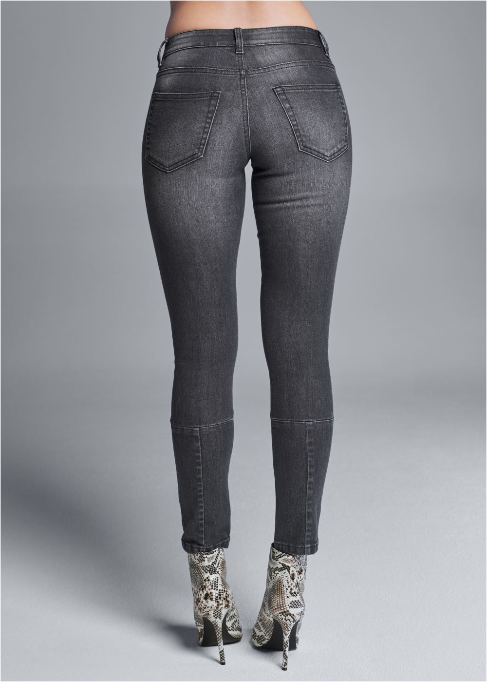 Venus Plus Size Stud Detail Skinny Jeans in Washed Denim