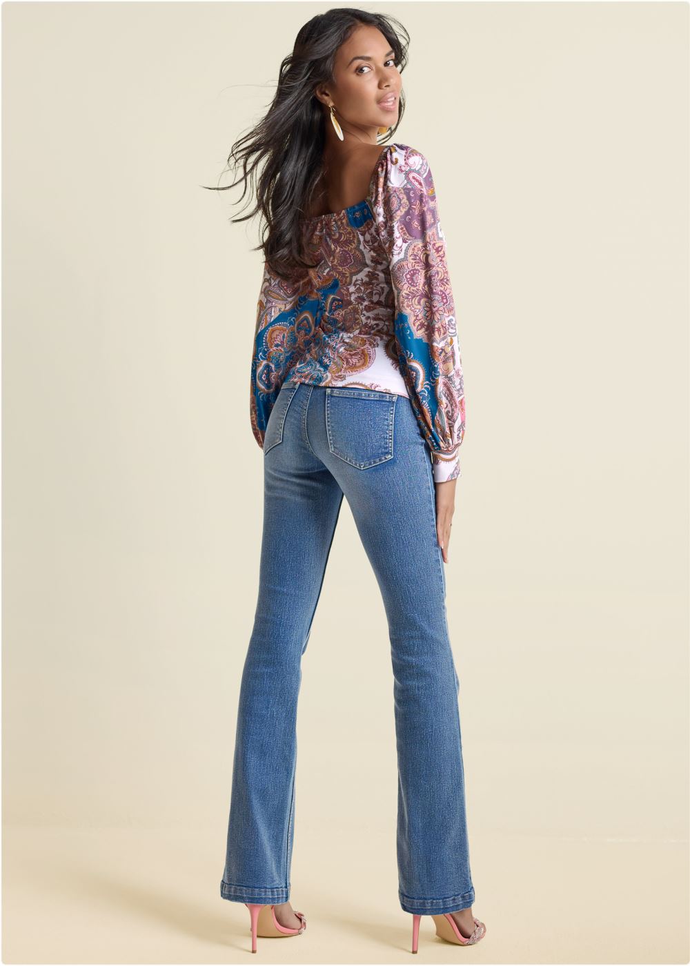 Venus Plus Size Smocked Printed Top
