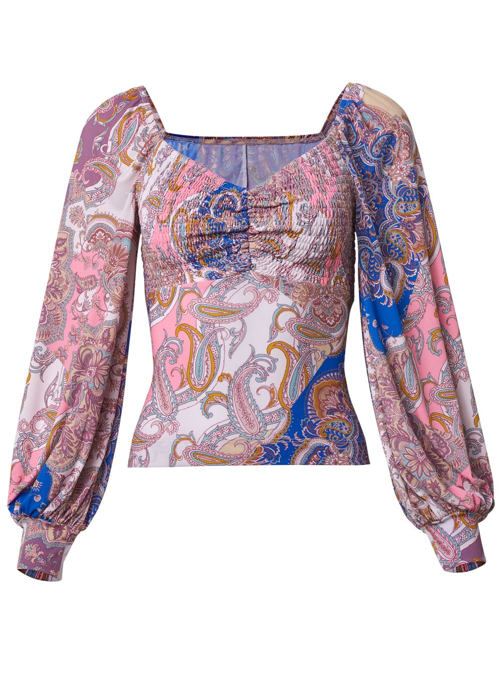 Venus Plus Size Smocked Printed Top