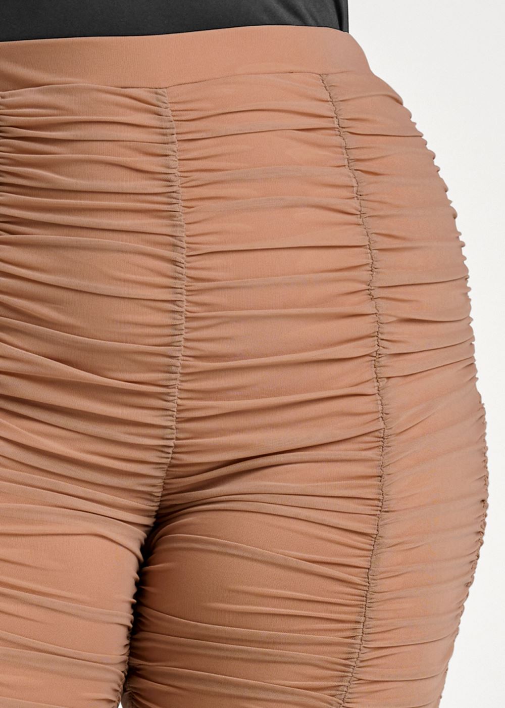 Venus Plus Size High-Waist Ruched Leggings in Tan