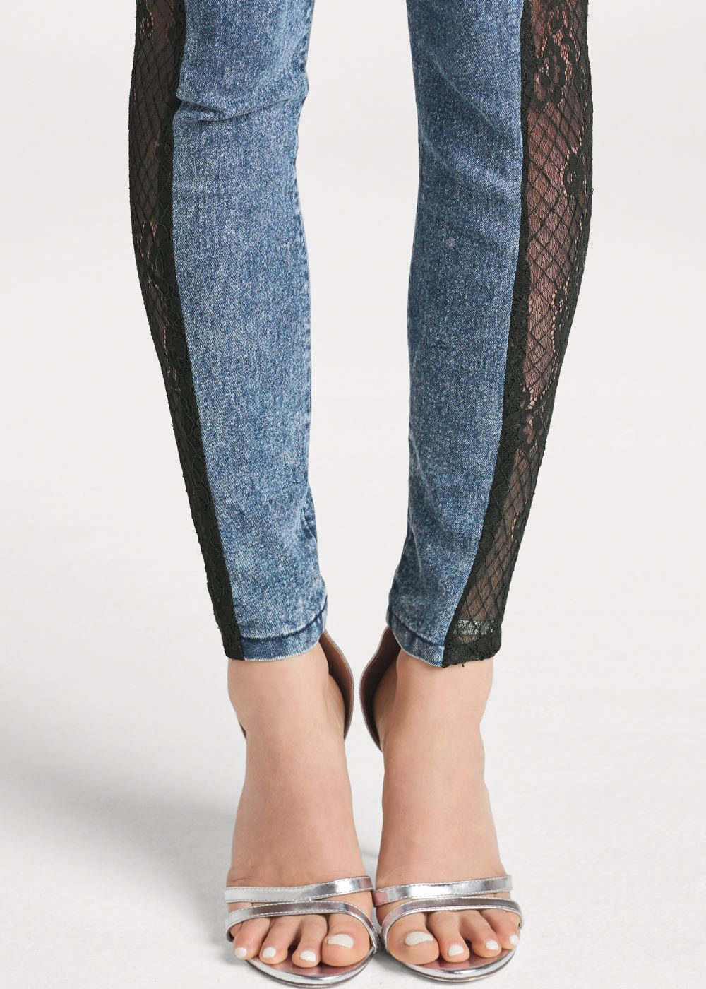 Venus Dark Wash LACE INSET SKINNY JEANS