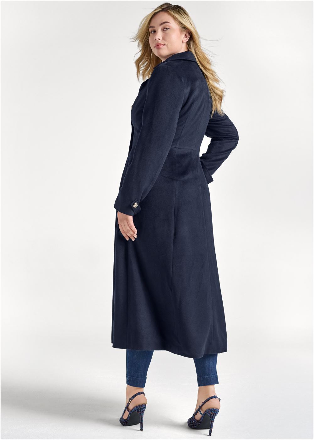 Venus Navy A-line double breasted coat