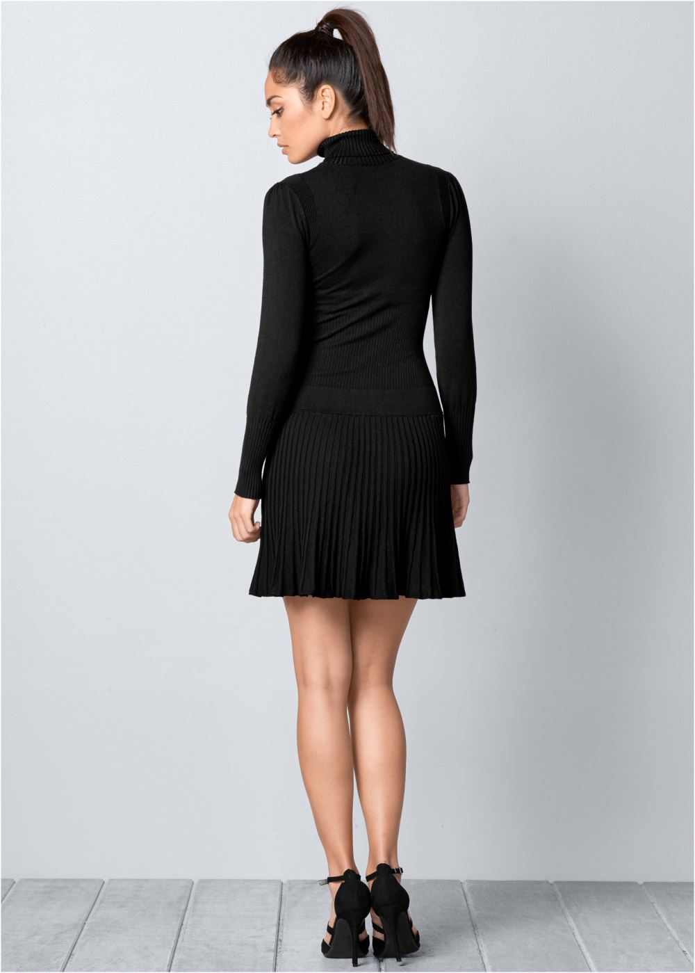 Venus Black PLEATED SWEATER DRESS