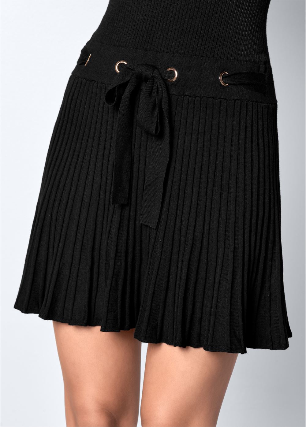 Venus Black PLEATED SWEATER DRESS