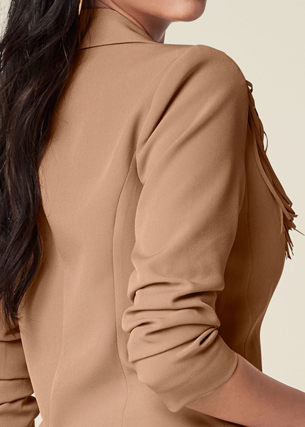 Venus Fringe Suiting Blazer in Camel