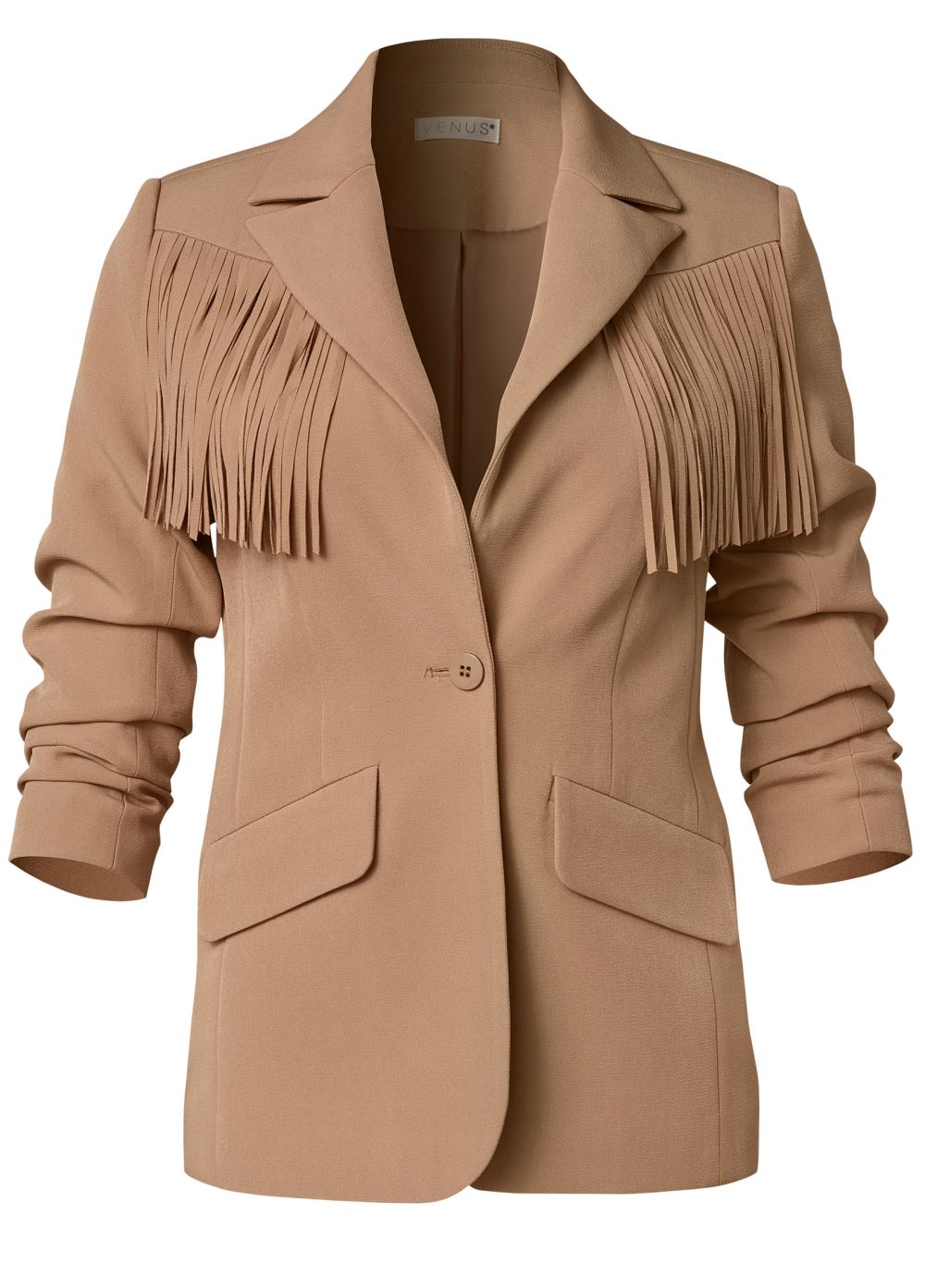 Venus Fringe Suiting Blazer in Camel