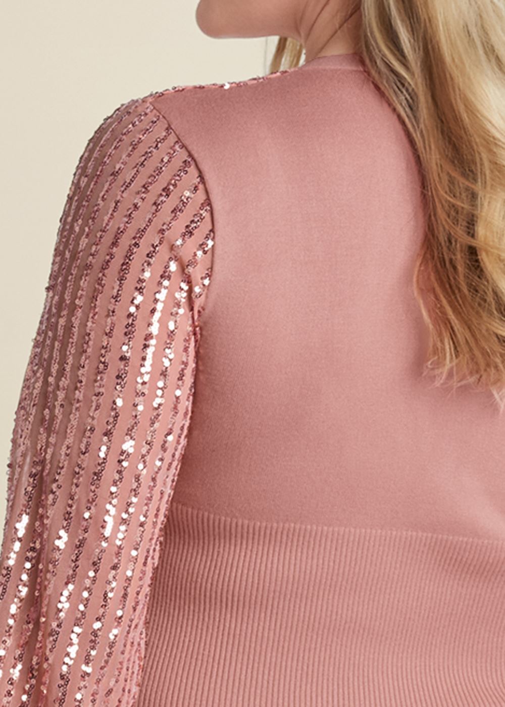 Venus Plus Size Sequin Cardigan in Rose Gold