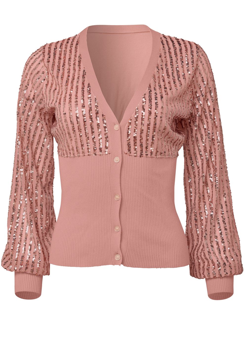 Venus Plus Size Sequin Cardigan in Rose Gold