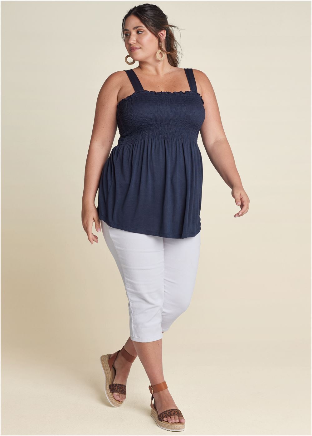Venus Plus Size Smocked Tunic Top