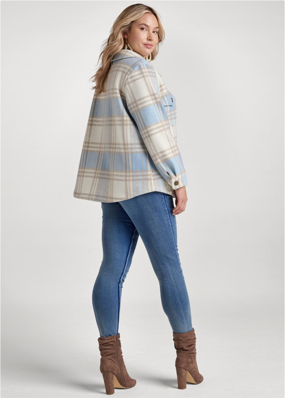 Venus Plaid Shacket in Blue Multi