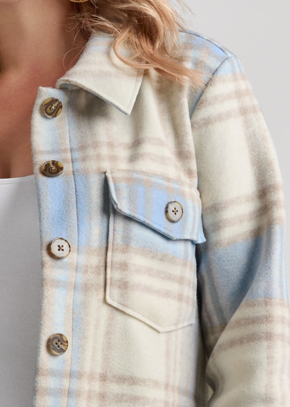 Venus Plaid Shacket in Blue Multi