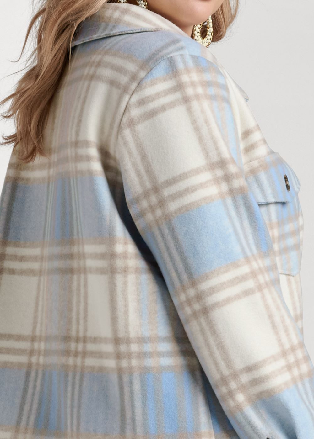 Venus Plaid Shacket in Blue Multi