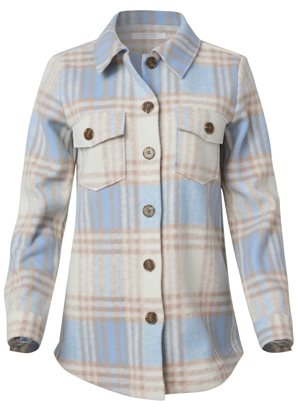 Venus Plaid Shacket in Blue Multi