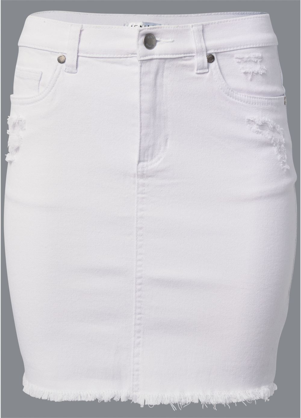 Venus Plus Size Denim Mini Skirt - White