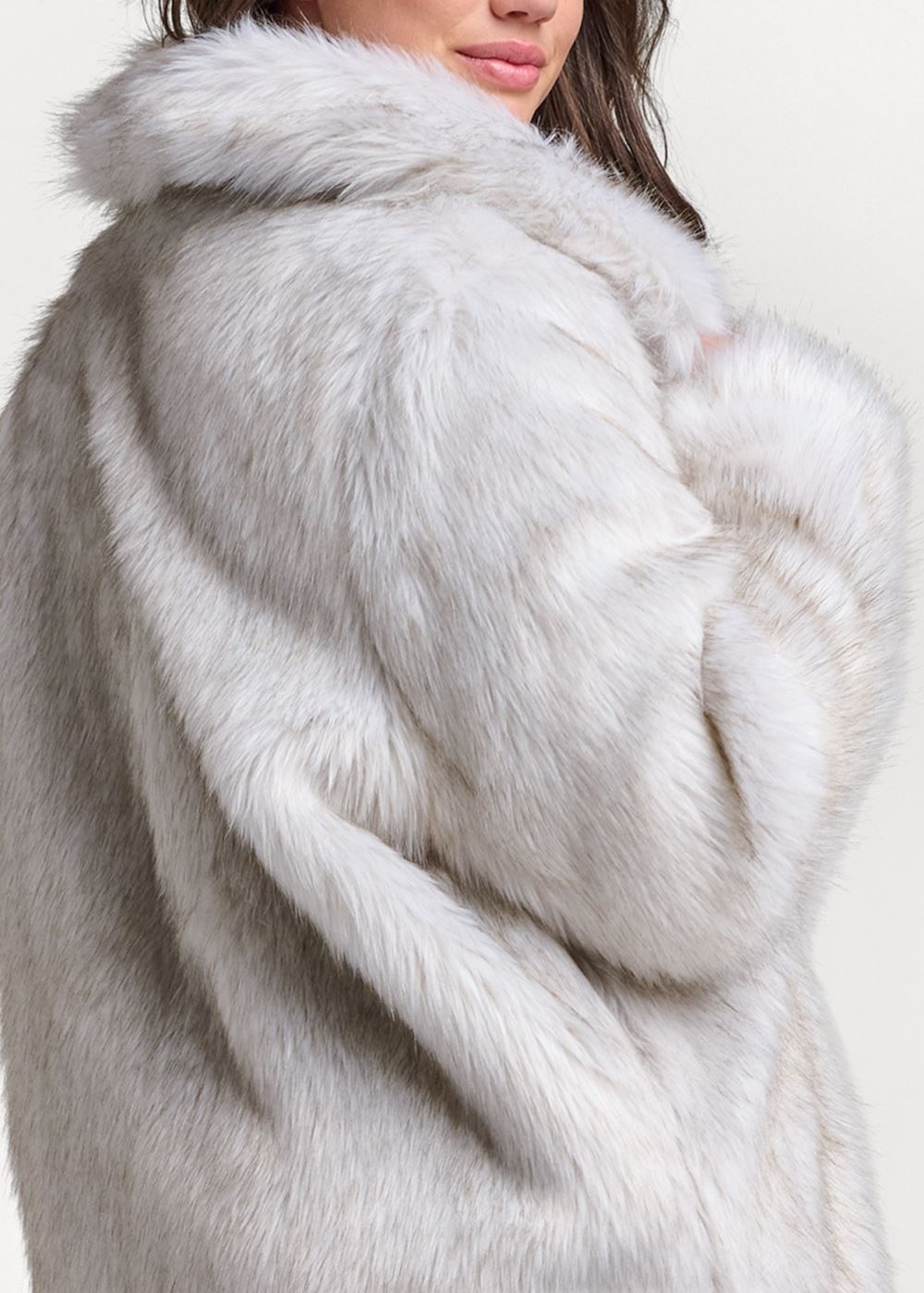 Venus Mid-Length Faux-Fur Coat in Grey