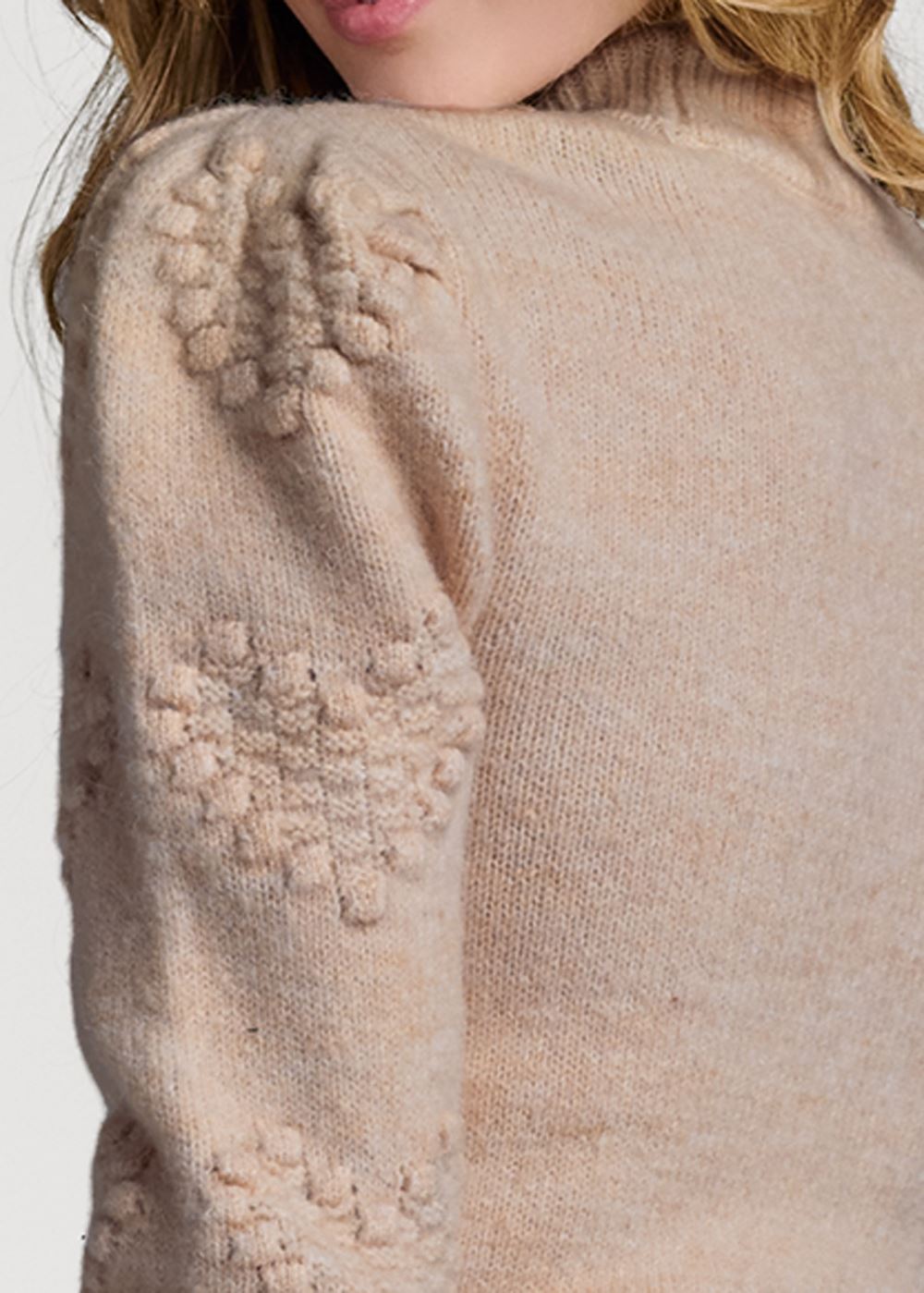 Venus Plus Size Balloon Sleeve Mock Neck Sweater in Moonlight