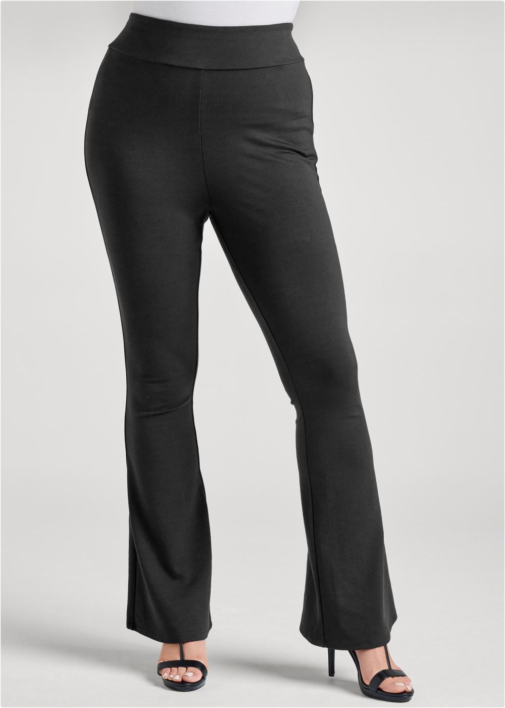 Venus Plus Size Wide Leg Ponte Pants in Black