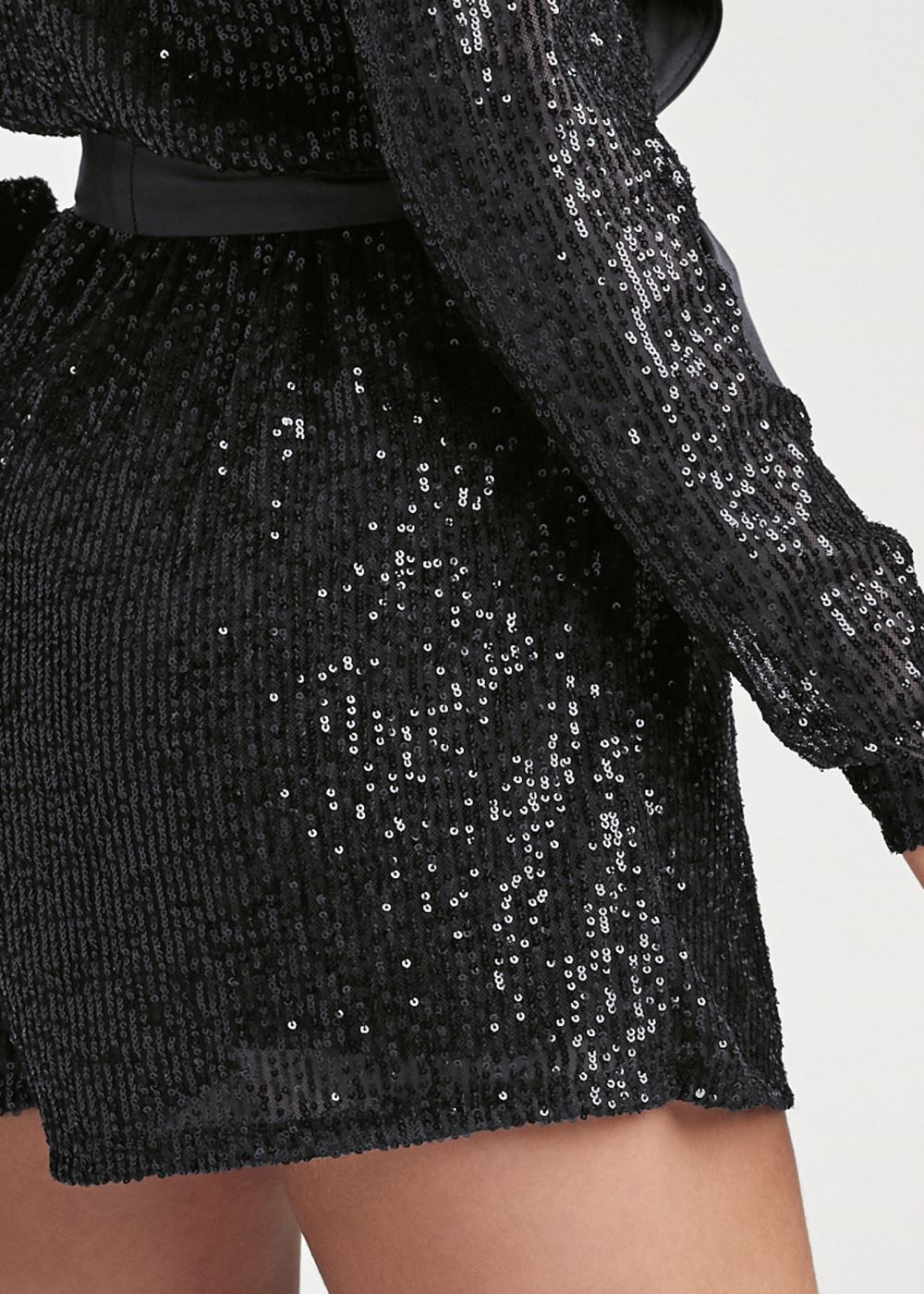 Venus Plus Size Sequin Tuxedo Romper in Black