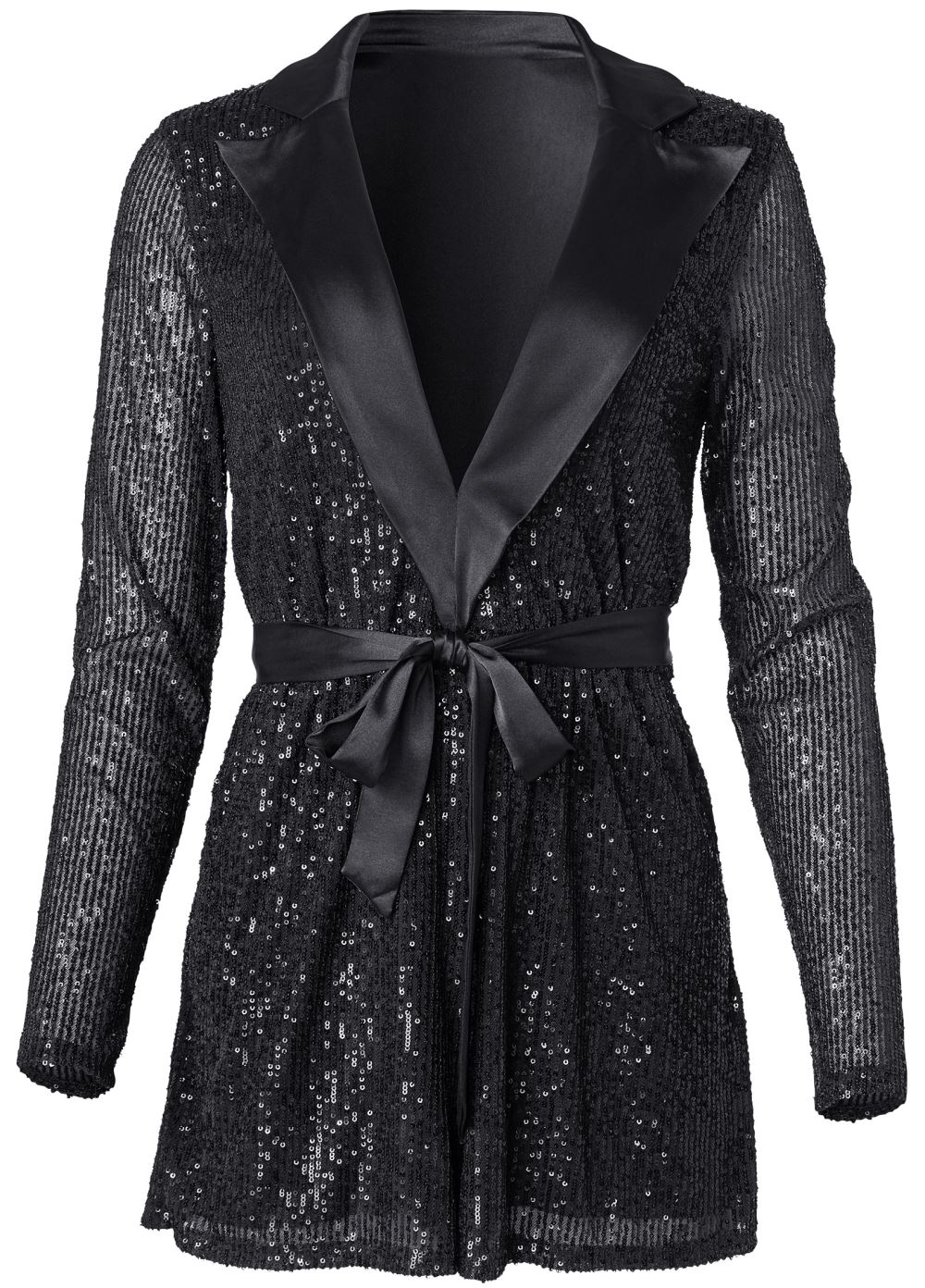Venus Plus Size Sequin Tuxedo Romper in Black