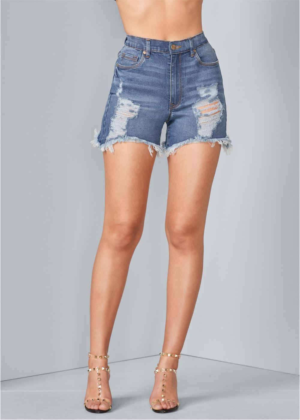 Venus Medium Wash DISTRESSED JEAN SHORTS