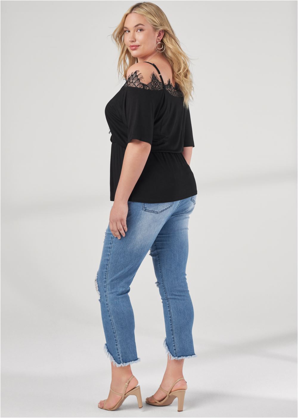 Venus Plus Size Cold-Shoulder Lace Top