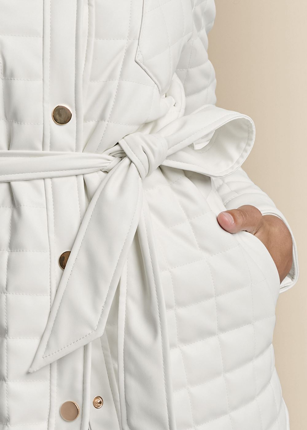 Venus Faux-Leather Shacket in White