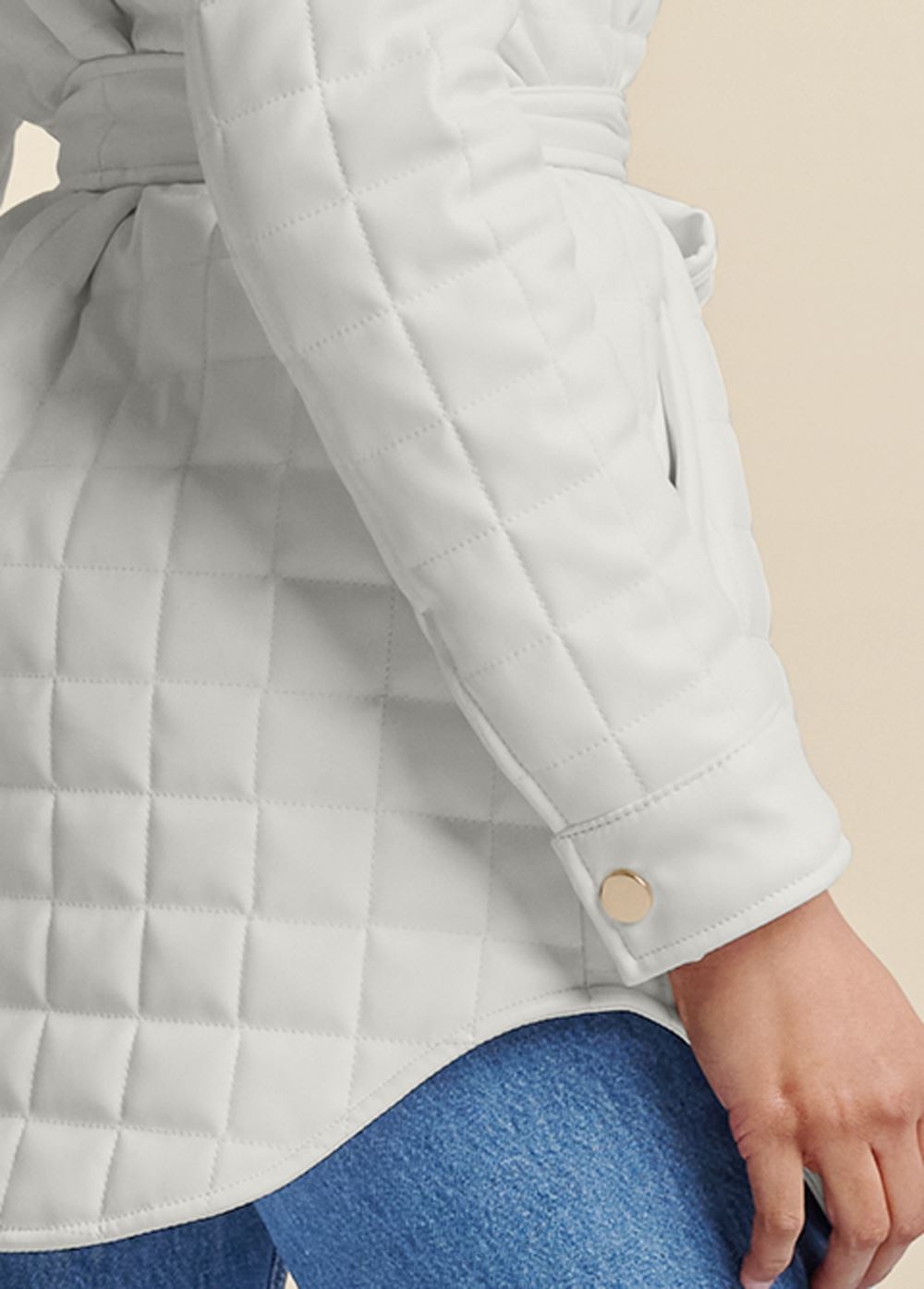 Venus Faux-Leather Shacket in White