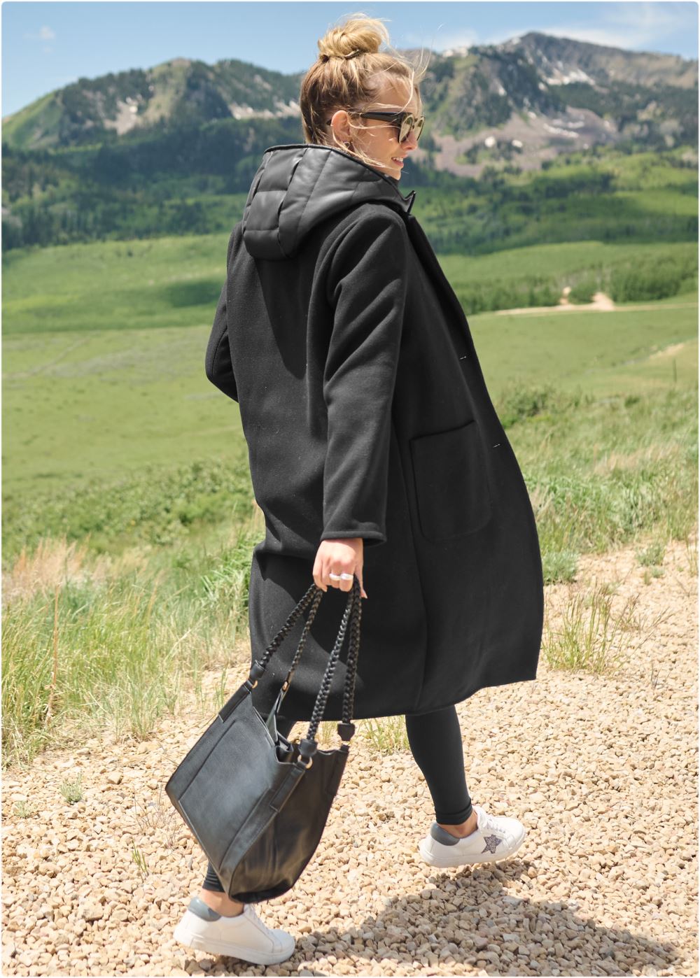 Venus Layered Coat And Vest Set in Black