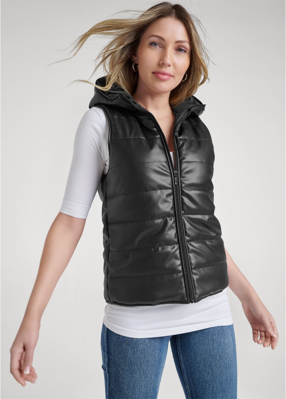 Venus Layered Coat And Vest Set in Black
