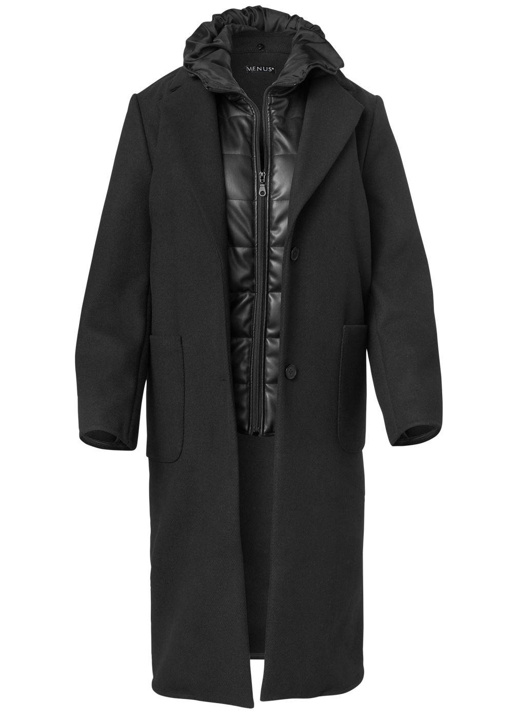 Venus Layered Coat And Vest Set in Black
