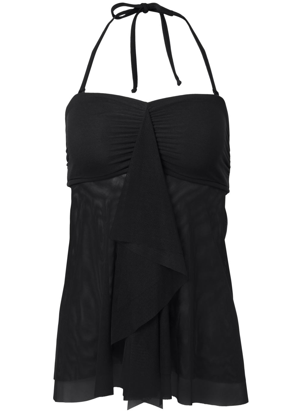 Venus Plus Size Flowing Bandeau Tankini Top Bikini - Black Beauty