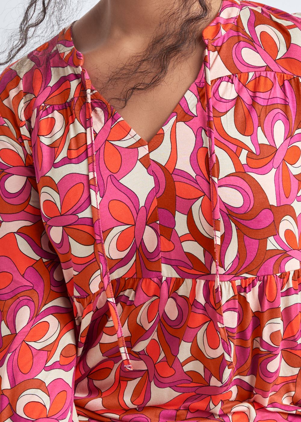 Venus Plus Size Printed Bell Sleeve Top
