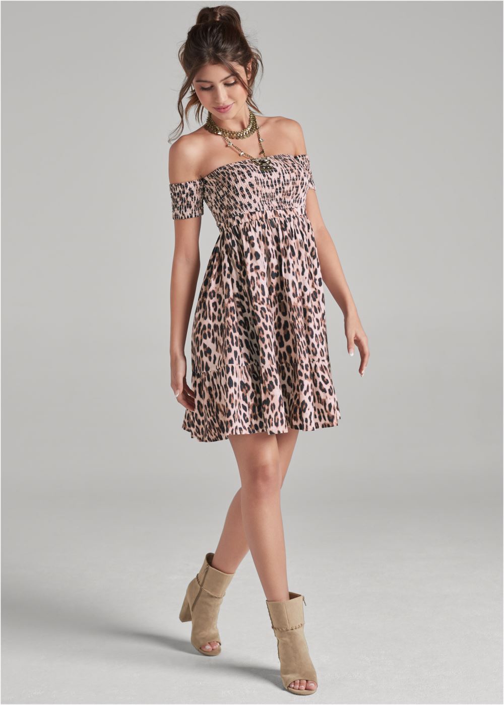 Venus Plus Size Sand Dune Cheetah Print Dress