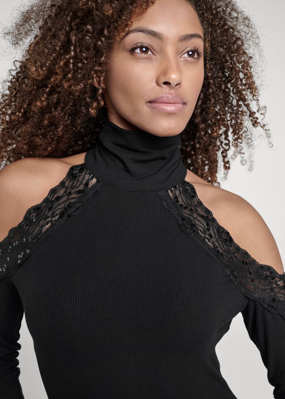 Venus Plus Size Cold Shoulder Lace Top