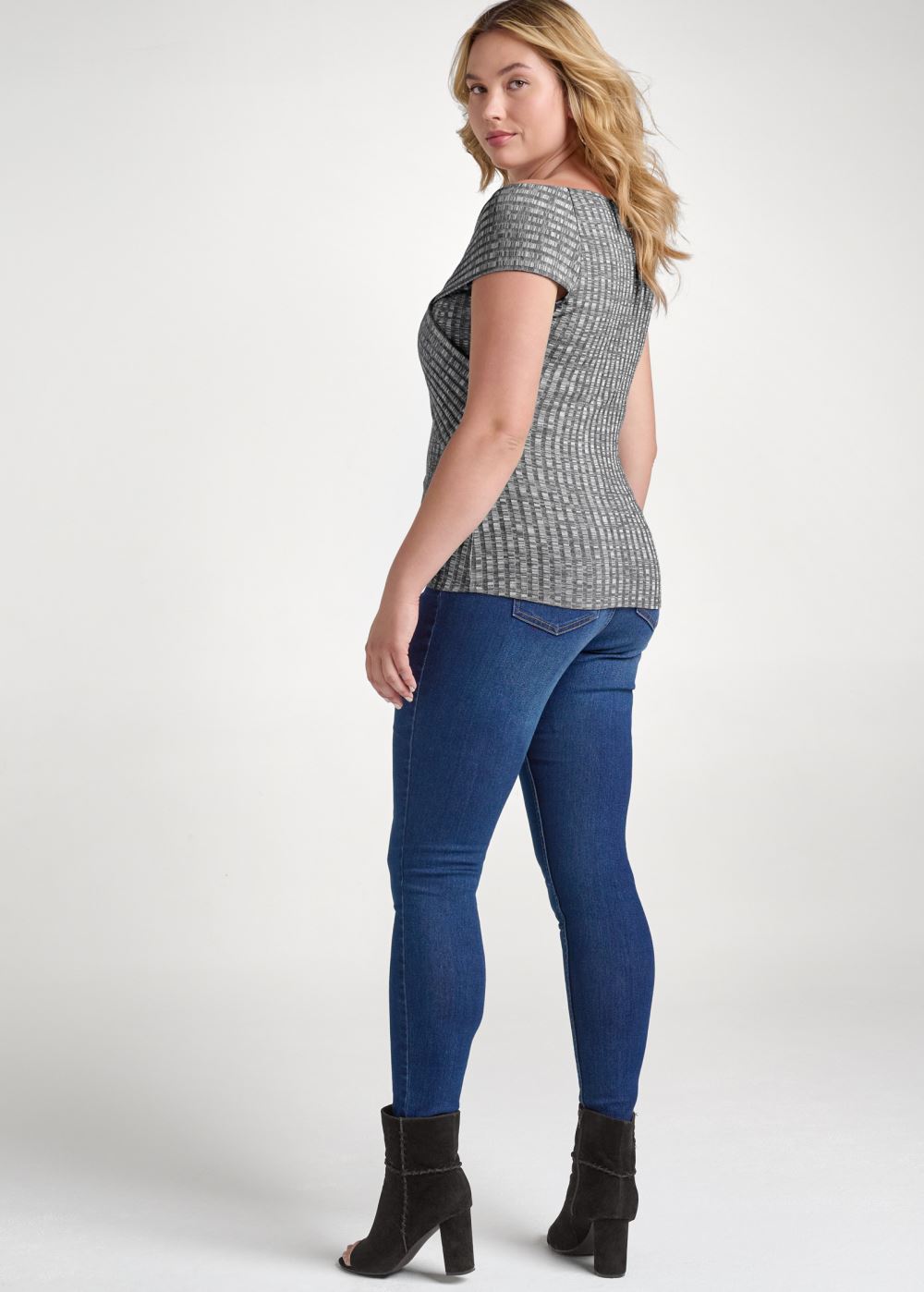 Venus Plus Size Ribbed Skimming Neckline Top