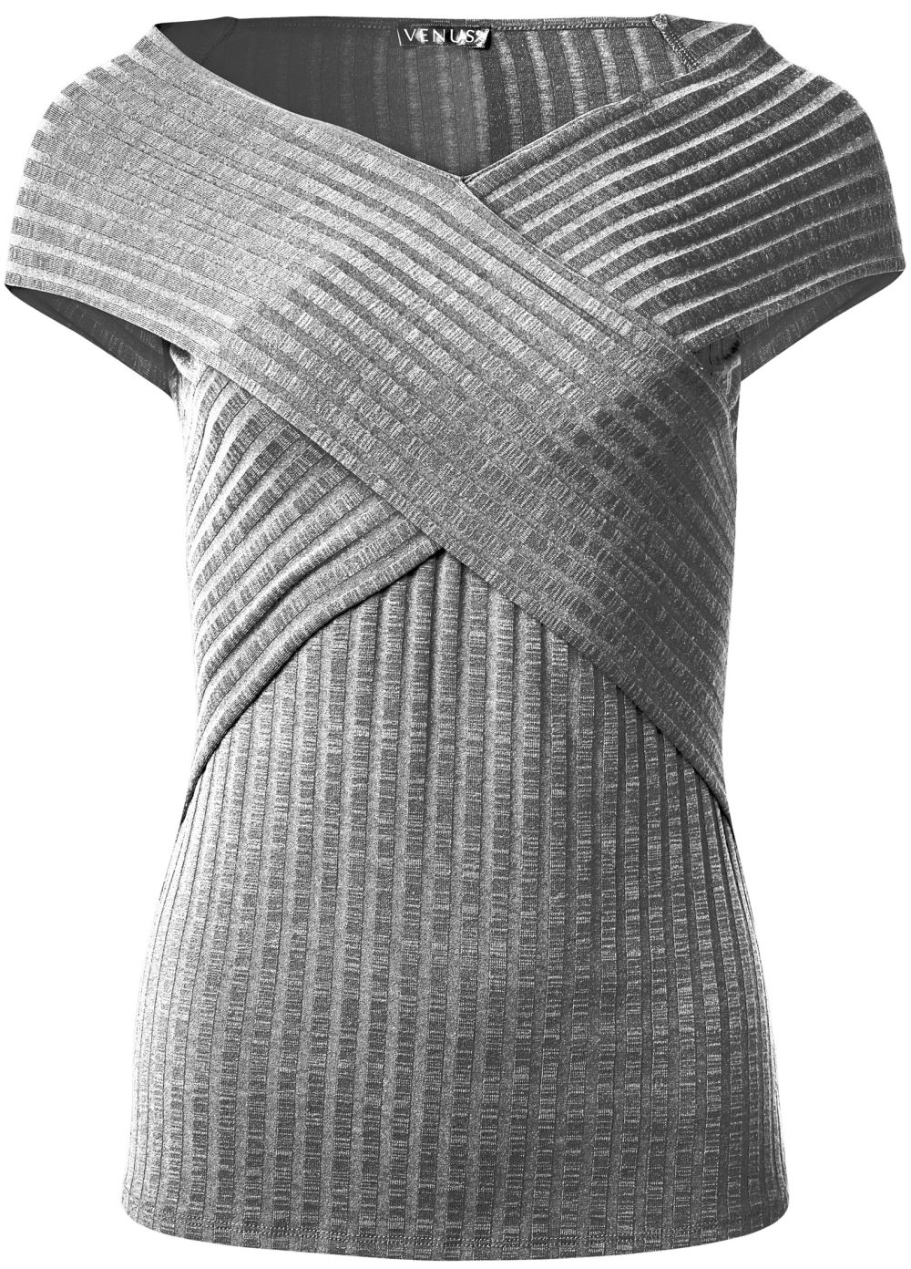 Venus Plus Size Ribbed Skimming Neckline Top