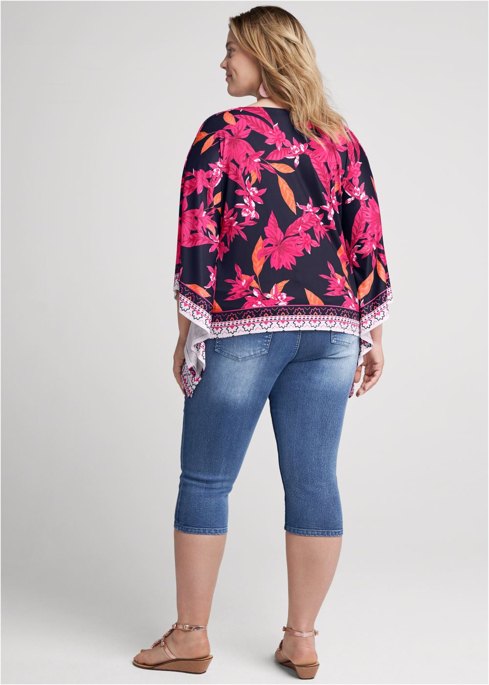 Venus Plus Size Midnight Floral Border Top