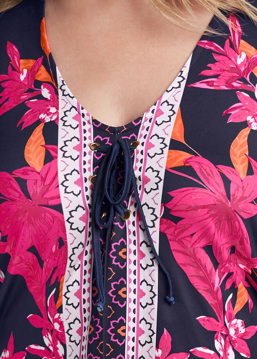 Venus Plus Size Midnight Floral Border Top
