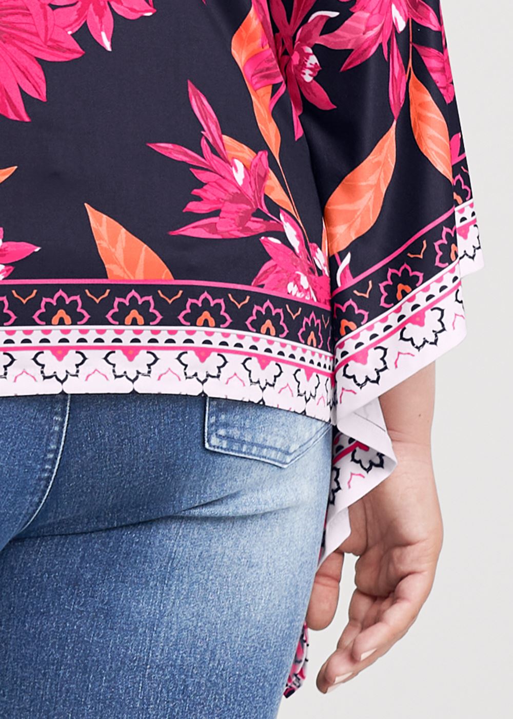 Venus Plus Size Midnight Floral Border Top