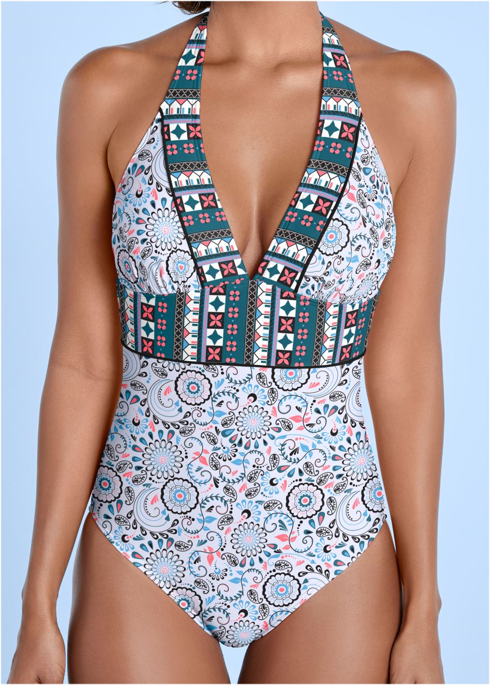Venus Bohemian One-Piece Swimsuit in Lotus Flowers