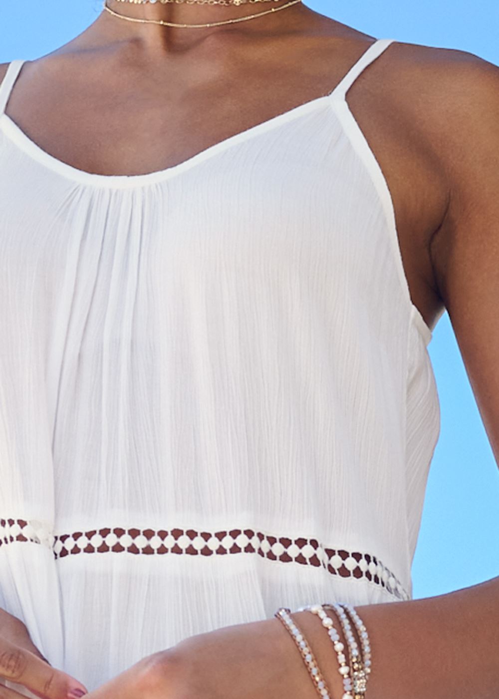 Venus Eyelet Maxi Cover-Up Dress in Pearl White