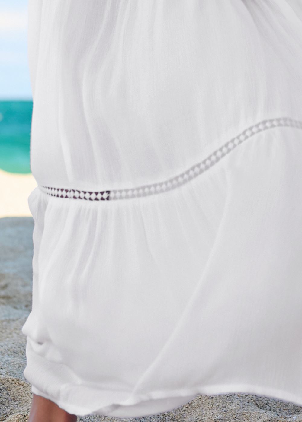 Venus Eyelet Maxi Cover-Up Dress in Pearl White