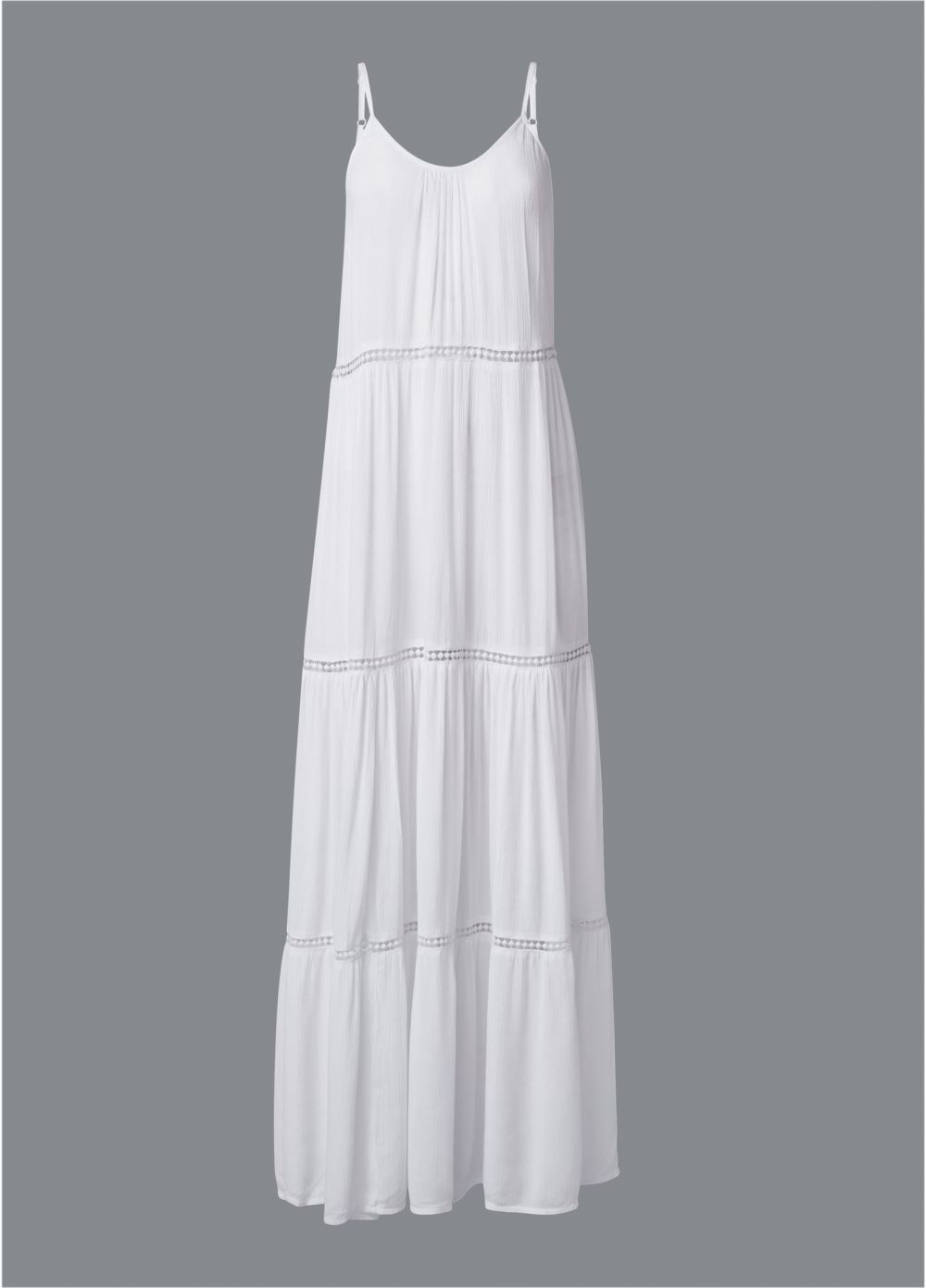 Venus Eyelet Maxi Cover-Up Dress in Pearl White