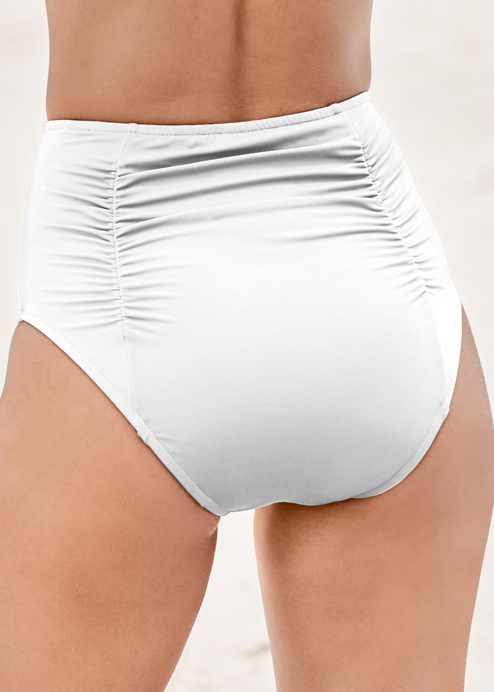 Venus Shirred High-Waist Bottom Bikini - Bright White